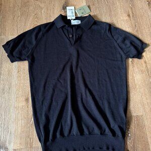 John Smedley NWT Black Polo Shirt Size S